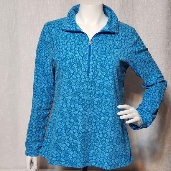 COLUMBIA 1/4 Zip Neck Fleece Blue Long Sleeve Jumper Sweater Women Size Large - Picture 1 of 10